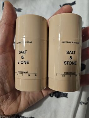 Salt & Stone Saffron & Cedar Deodorant Duo - Beige Packaging.